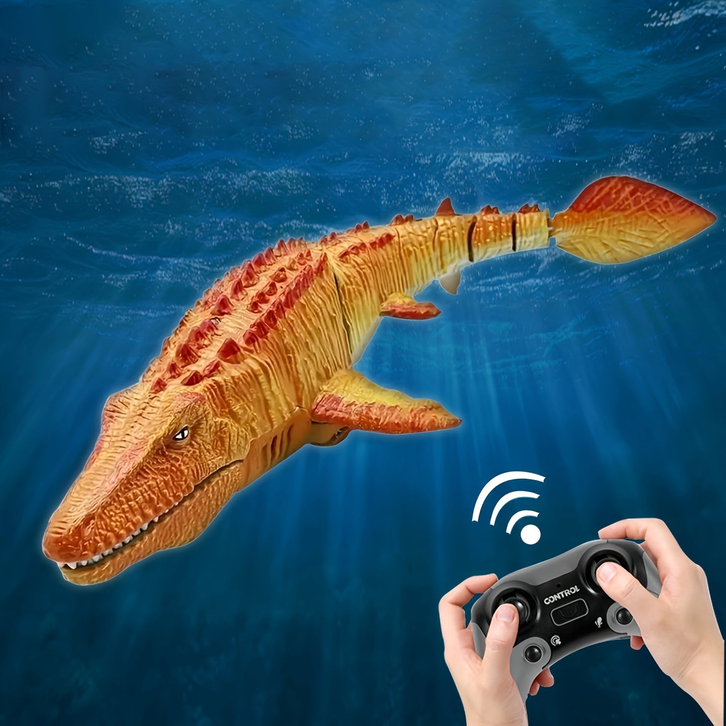Mosasaur Dinosaur Toy, Upgraded Remote Control Water/Pool Toy, Remote Control Dinosaur with Light and Water Spray, Rechargeable, Suitable for Swimming, Bathing, Lake, Ocean, Christmas, Christmas Gift, Playful Design, Durable