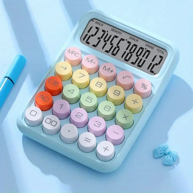1pc Candy Color Calculator Electronic Calculator 12 Digit Large LCD Display Calculator Office School Supplies Stationery 계산기