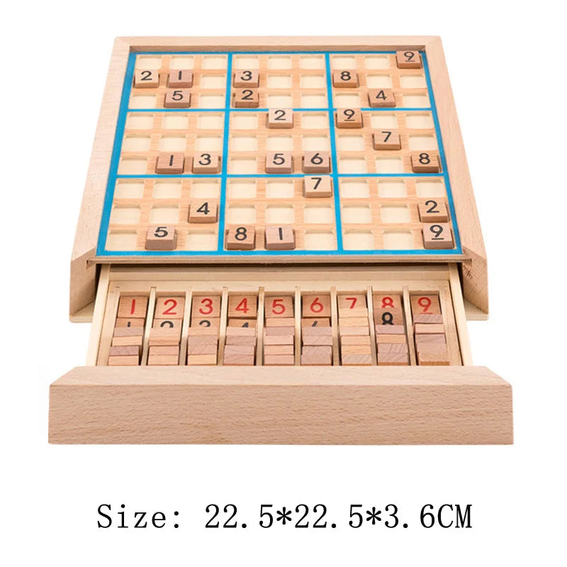Wooden Sudoku Board Game With Drawer Logical Thinking Puzzles Brain Teaser For Adults And Kids Educational Toys