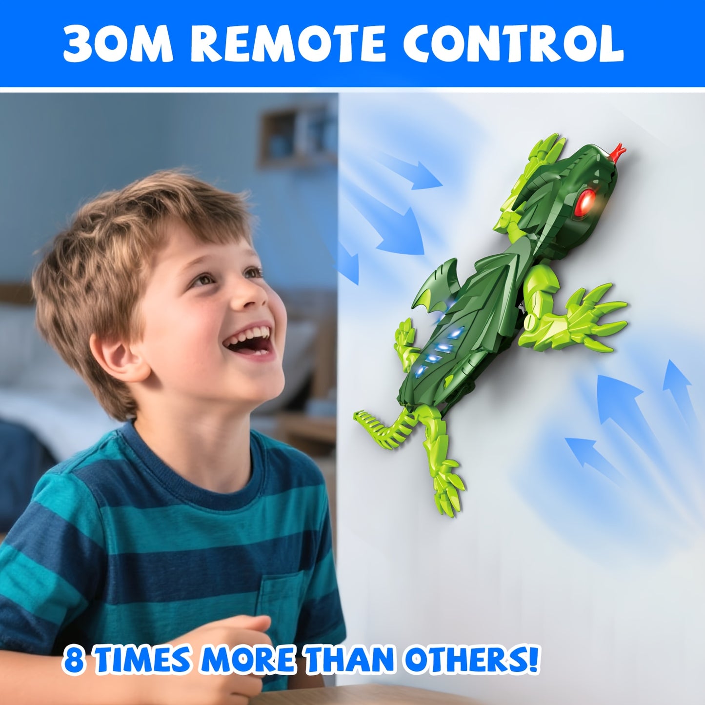 Bionic Climbing Lizard, 2.4G Remote Control Lizard Toy with LED Glowing Eyes, Strong Vacuum Suction Power - Stable Crawling on Walls, Dual Mode Switching for Floor and Wall, Fun Birthday Gift for Kids Aged 6+, Christmas Prese