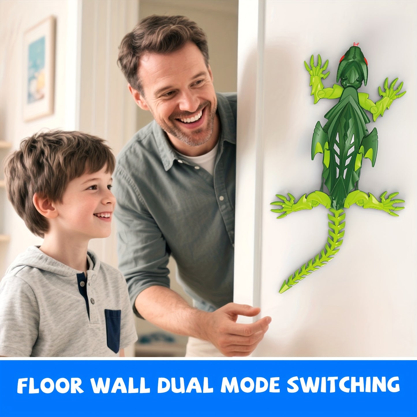 Bionic Climbing Lizard, 2.4G Remote Control Lizard Toy with LED Glowing Eyes, Strong Vacuum Suction Power - Stable Crawling on Walls, Dual Mode Switching for Floor and Wall, Fun Birthday Gift for Kids Aged 6+, Christmas Prese