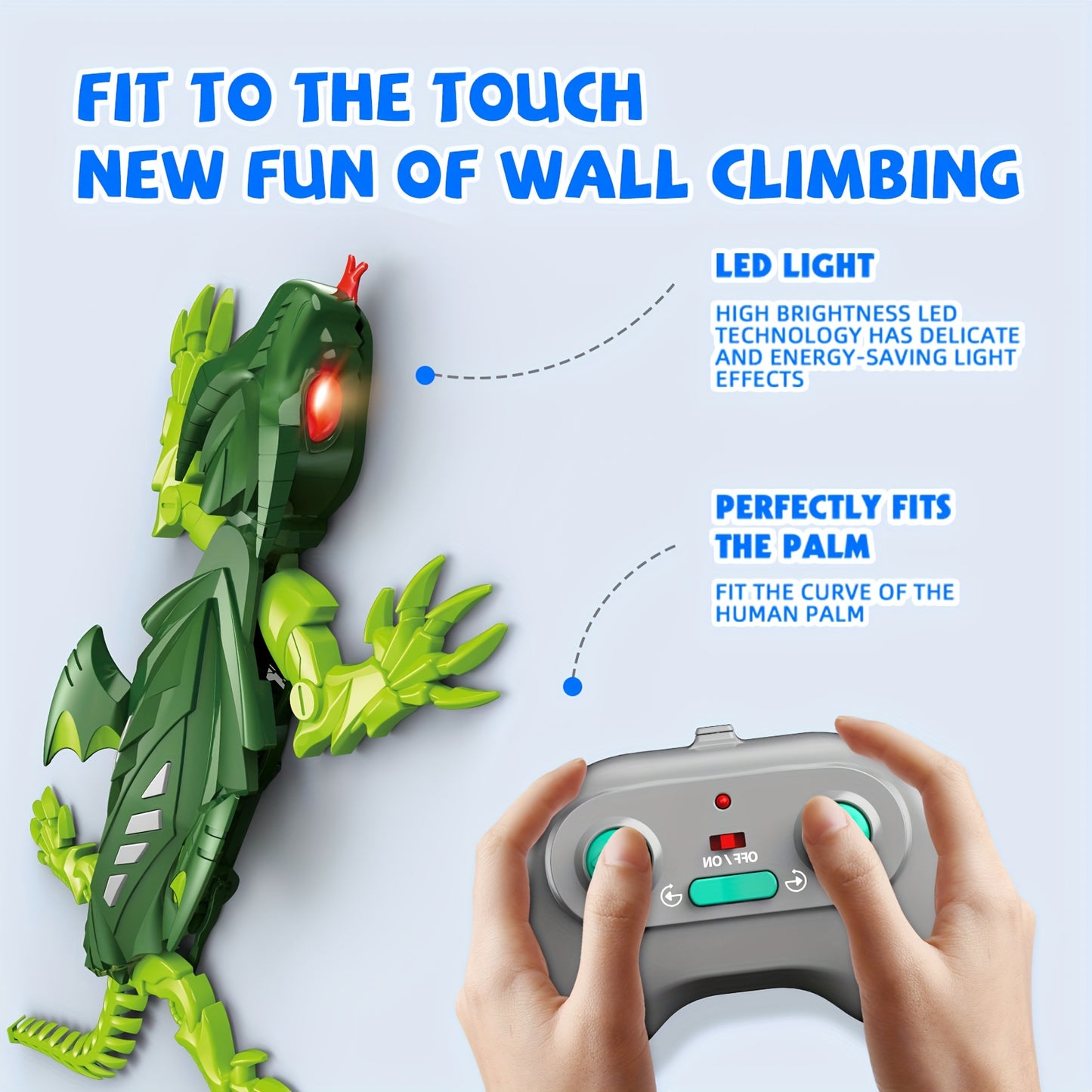 Bionic Climbing Lizard, 2.4G Remote Control Lizard Toy with LED Glowing Eyes, Strong Vacuum Suction Power - Stable Crawling on Walls, Dual Mode Switching for Floor and Wall, Fun Birthday Gift for Kids Aged 6+, Christmas Prese