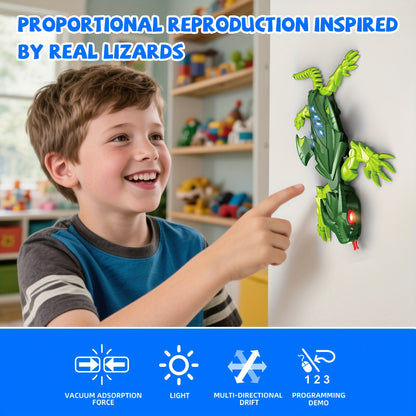 Bionic Climbing Lizard, 2.4G Remote Control Lizard Toy with LED Glowing Eyes, Strong Vacuum Suction Power - Stable Crawling on Walls, Dual Mode Switching for Floor and Wall, Fun Birthday Gift for Kids Aged 6+, Christmas Prese