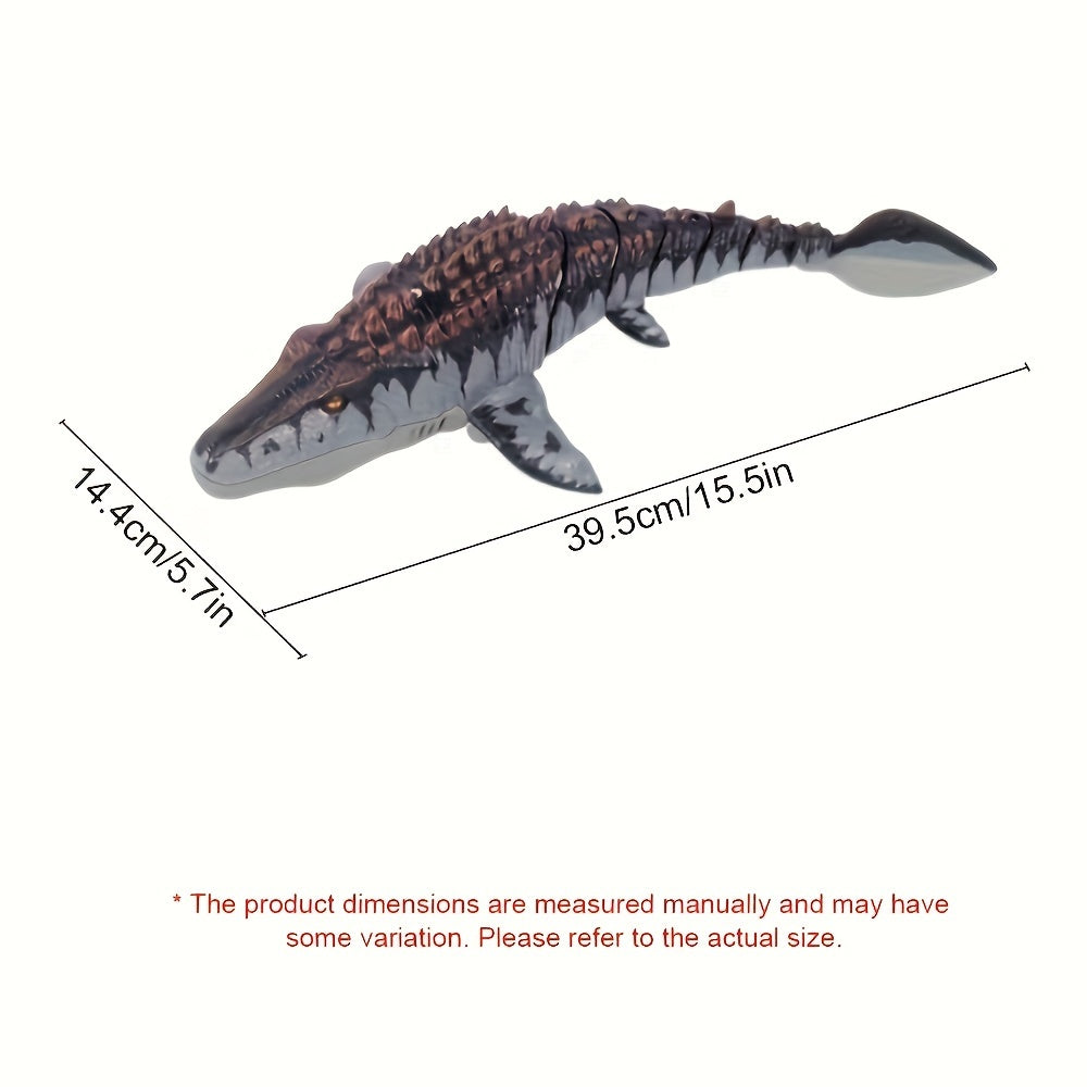 Mosasaur Dinosaur Toy, Upgraded Remote Control Water/Pool Toy, Remote Control Dinosaur with Light and Water Spray, Rechargeable, Suitable for Swimming, Bathing, Lake, Ocean, Christmas, Christmas Gift, Playful Design, Durable