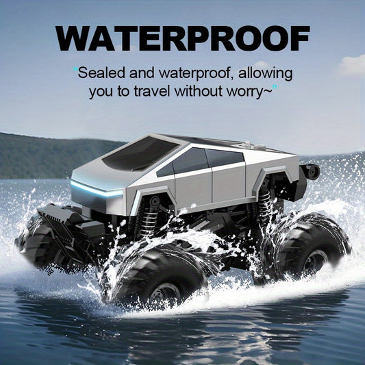 1pc, Amphibious Remote Control Car, RC Off-road Vehicle, Four-wheel Drive High-speed Off-road Climbing New Energy Electric Pickup Truck Design