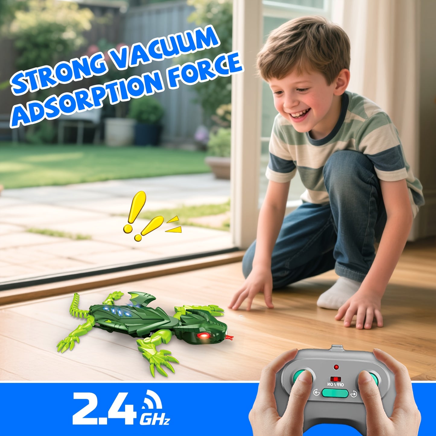 Bionic Climbing Lizard, 2.4G Remote Control Lizard Toy with LED Glowing Eyes, Strong Vacuum Suction Power - Stable Crawling on Walls, Dual Mode Switching for Floor and Wall, Fun Birthday Gift for Kids Aged 6+, Christmas Prese