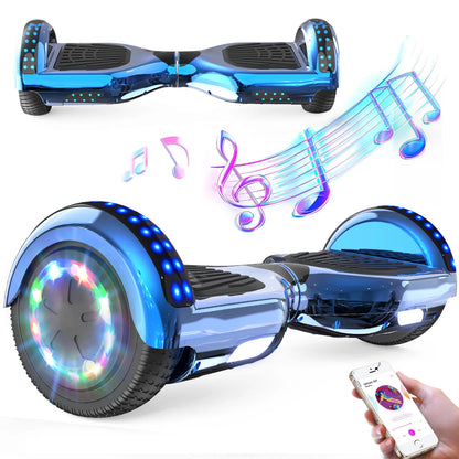 RCB Hoverboards for kids, 6.5 Inch Two-Wheel Self Balancing Electric Scooter with Bluetooth Speaker, LED Lights, Great Gift