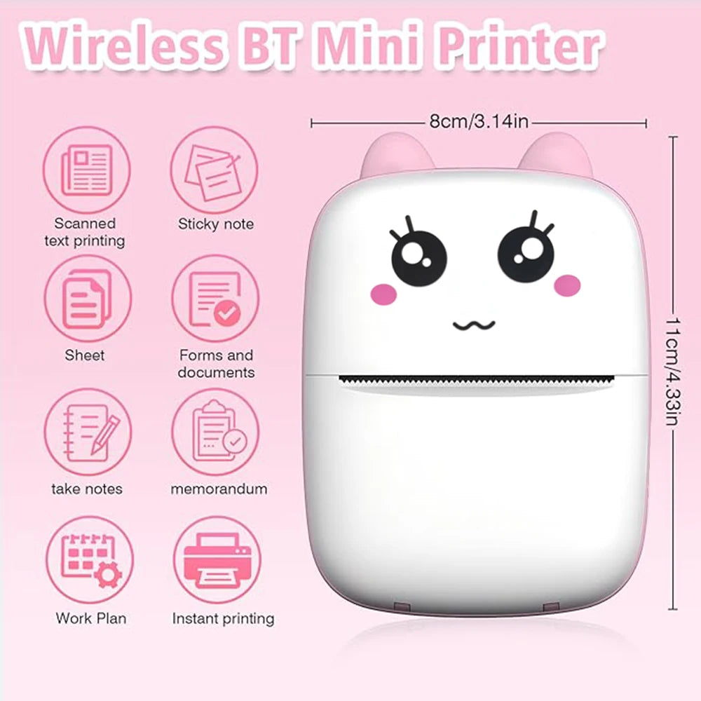 Portable Thermal Printer Photo Memo Wrong Question Printing  Thermal Label Printer Wireless Bluetooth Android iOS Mini Printer