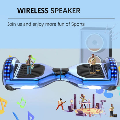 RCB Hoverboards for kids, 6.5 Inch Two-Wheel Self Balancing Electric Scooter with Bluetooth Speaker, LED Lights, Great Gift