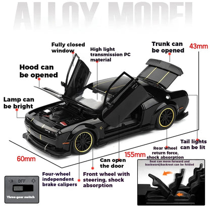 1:32 Dodge Challenger SRT Hellcat Redeye V8 Alloy Metal Diecast Model American Muscle Sports Car Collection Of Hobby Decorations