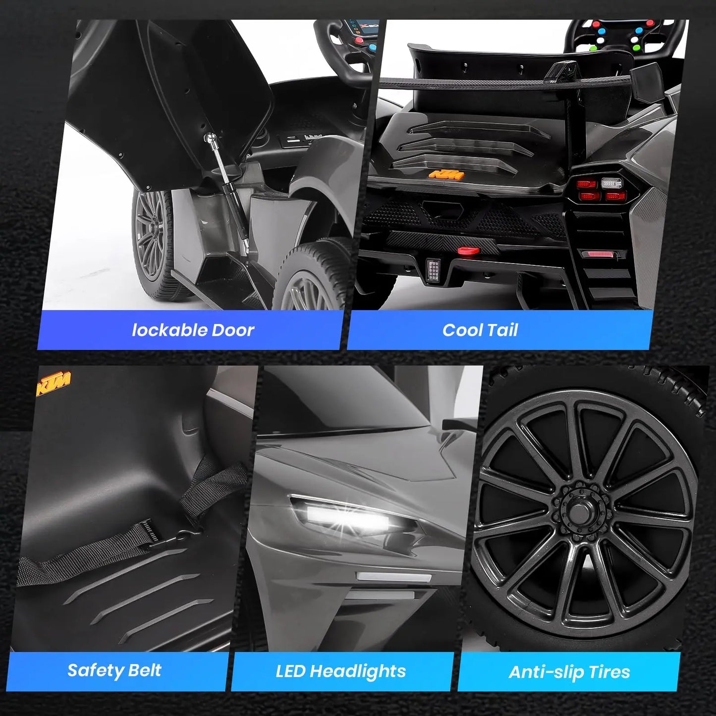 KTM Licensed Kids Electric Ride on Car Aged 3-6, 12V Battery Powered Electric Toy Car with Remote Control, Butterfly Doors