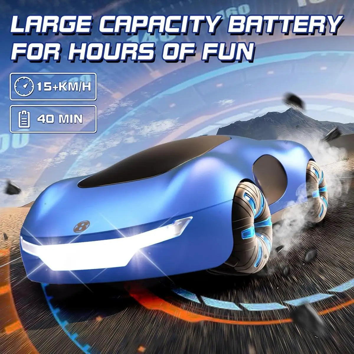 NEW cool sports car dual spray with sound and cool lights four-wheel drive science fiction concept car children's remote control