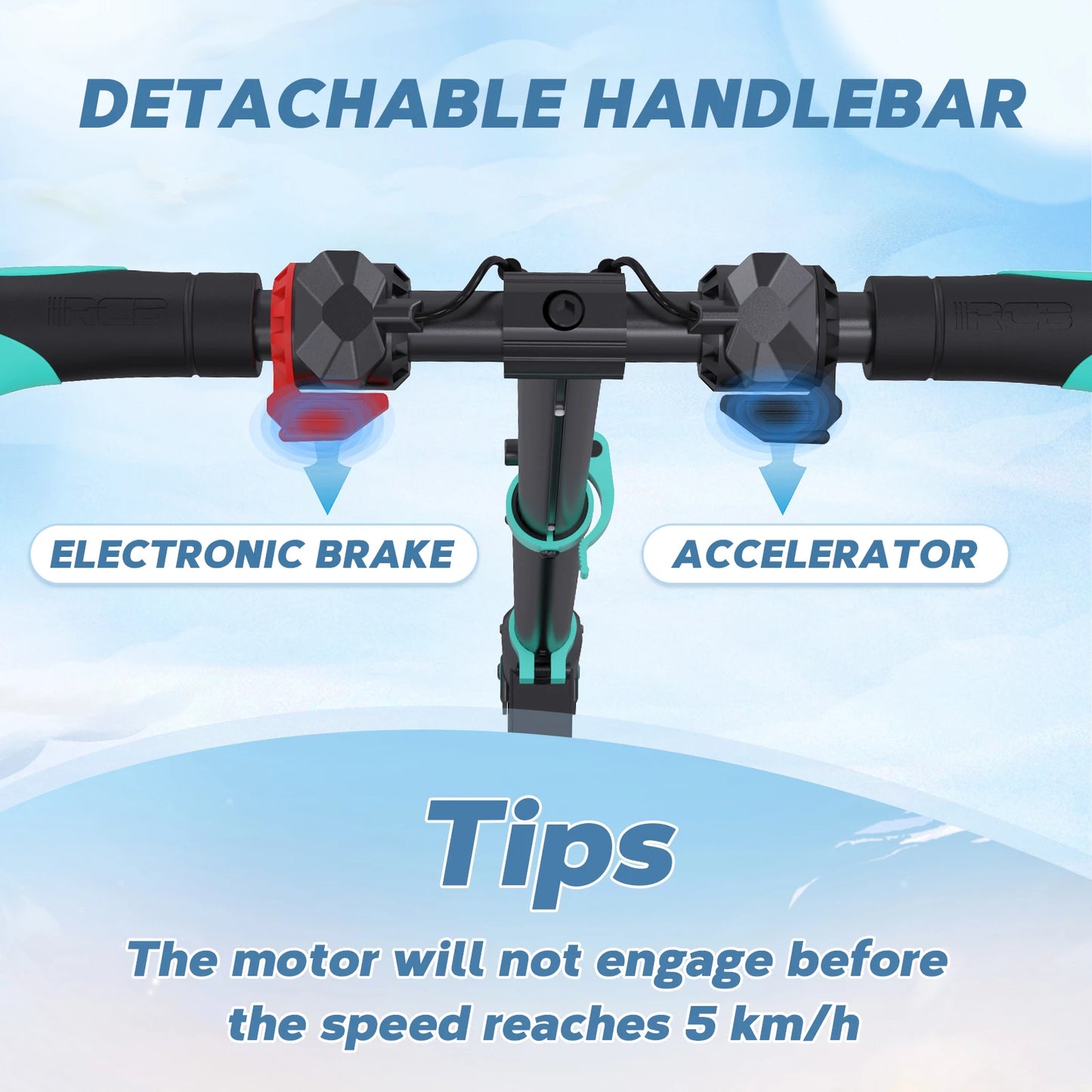 RCB Electric Scooter for Children Aged 8-12-16 Years, Only 7.55KG Foldable Electric Scooters, Two Types of Braking, Max 16 Km