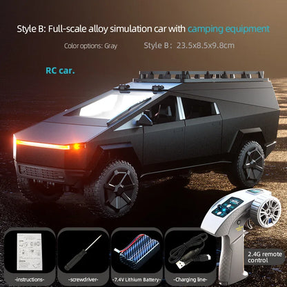 JHD for 2025 New JJRC C8817 RC Car Alloy Rc Cybertruck Off road Simulation Camping Equipment Pickup Truck Model Custom Toys