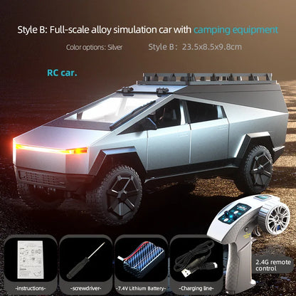 JHD for 2025 New JJRC C8817 RC Car Alloy Rc Cybertruck Off road Simulation Camping Equipment Pickup Truck Model Custom Toys