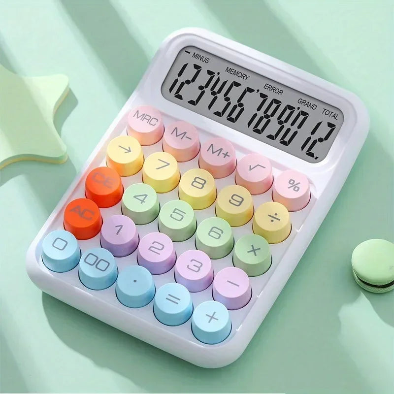 1pc Candy Color Calculator Electronic Calculator 12 Digit Large LCD Display Calculator Office School Supplies Stationery 계산기