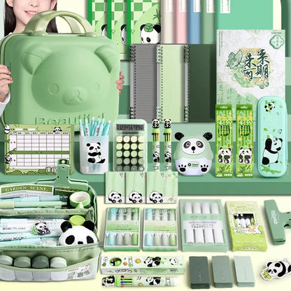 Kawaii Panda Stationery Set Student Pencil Case Stickers Pencil Stationery Gift Learning Supplies Full Gift Box