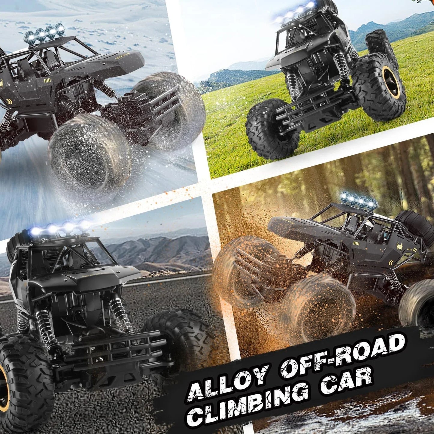 New RC Cars Remote Control Car 1:12/16 Off Road Monster Truck Metal Shell LED Headlights 4WD All Terrain Hobby RC Car Toys Gifts