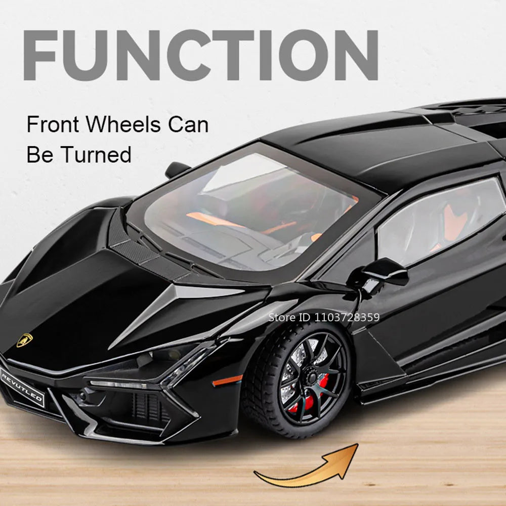 1:24 REVUELTO Miniature Sports Car Model Toys Alloy Diecast URUS SUV Sound Light Pull Back Doors Opened Toy Supercars Kids Gifts