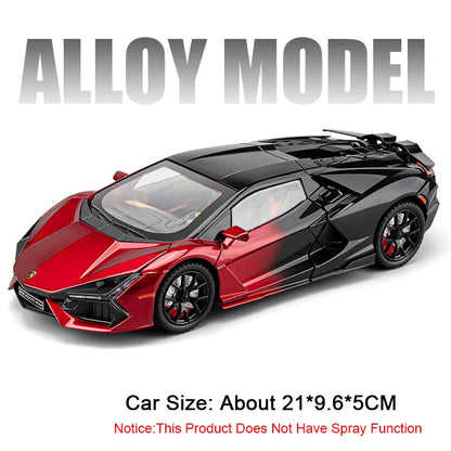 1:24 Scale REVUELTO Miniature Model Toy Sports Cars Alloy Diecast Supercars Sound Light Doors Opened Pull Back for Kids Gifts