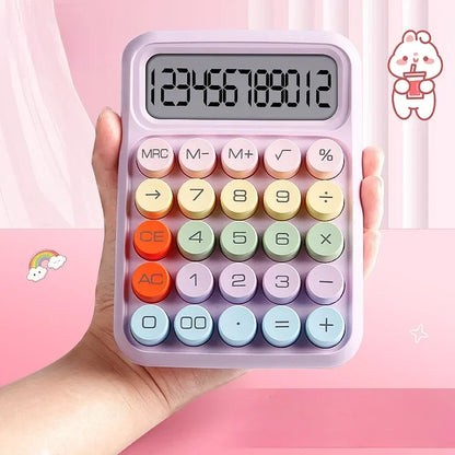 1pc Candy Color Calculator Electronic Calculator 12 Digit Large LCD Display Calculator Office School Supplies Stationery 계산기