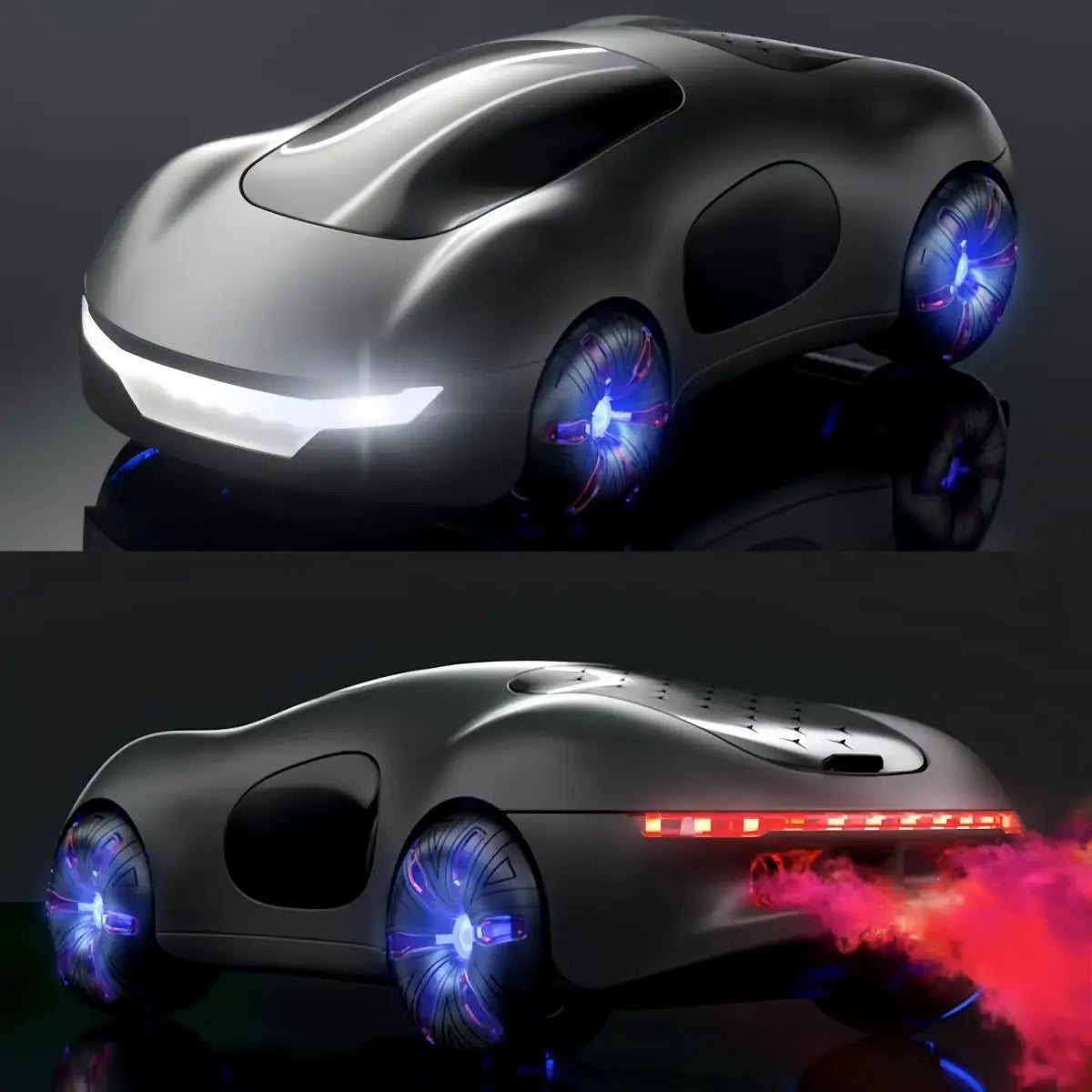 NEW cool sports car dual spray with sound and cool lights four-wheel drive science fiction concept car children's remote control