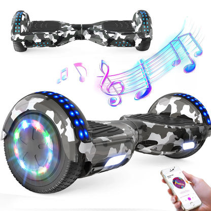 RCB Hoverboards for kids, 6.5 Inch Two-Wheel Self Balancing Electric Scooter with Bluetooth Speaker, LED Lights, Great Gift