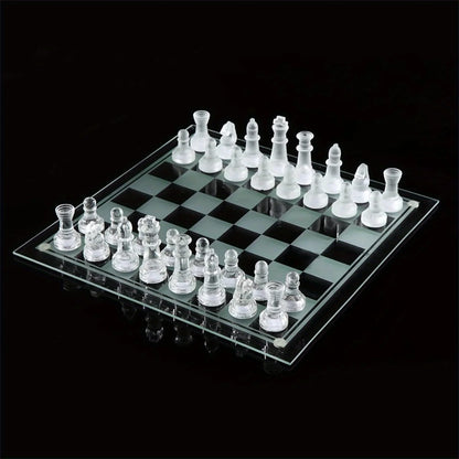 10Inch Handcrafted Glass Chess Set Premium Quality Intricate Design for Home Decor  Perfect for Game Nights & Chess Lovers