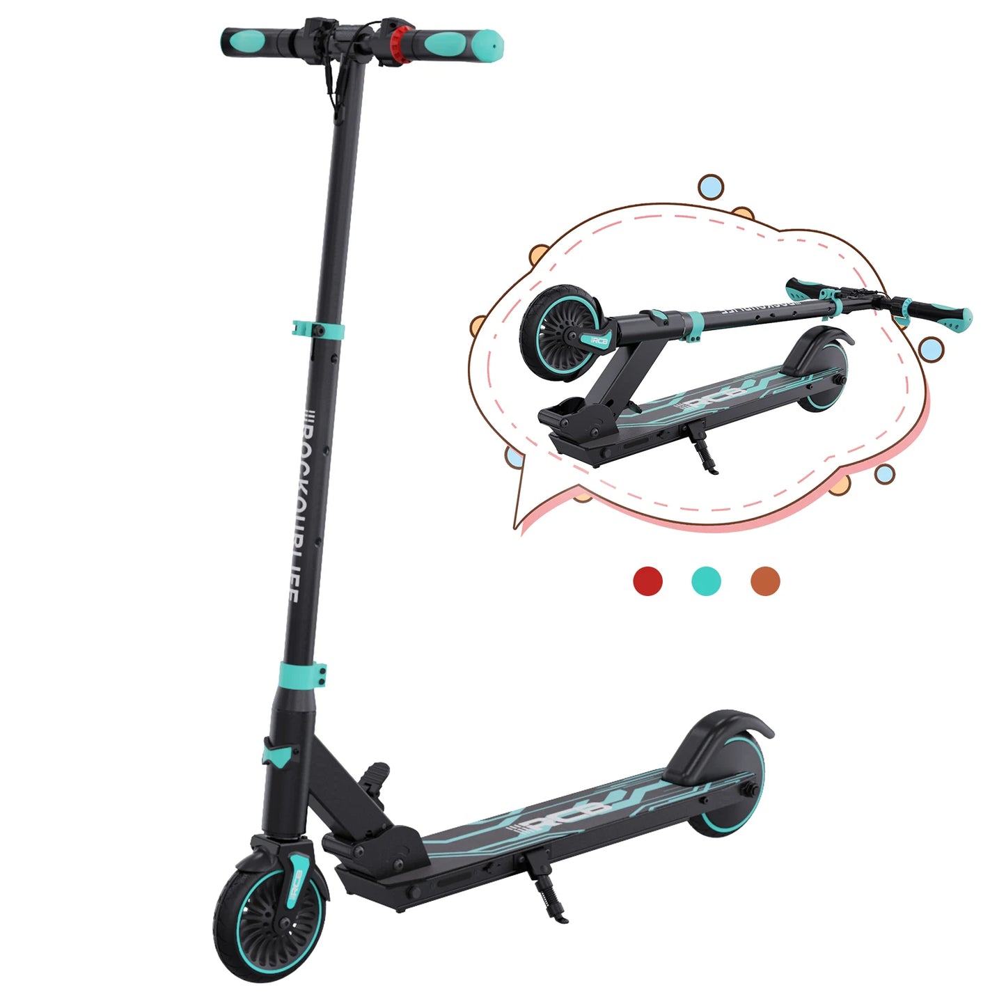 RCB Electric Scooter for Children Aged 8-12-16 Years, Only 7.55KG Foldable Electric Scooters, Two Types of Braking, Max 16 Km