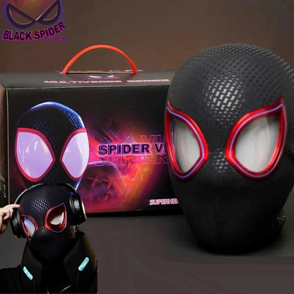 Hot Toys Miles Spiderman Headgear Mascara Cosplay Mask With Moving Eyes Remote Control Electronic Toy For Adults Gift 1:1 Scale