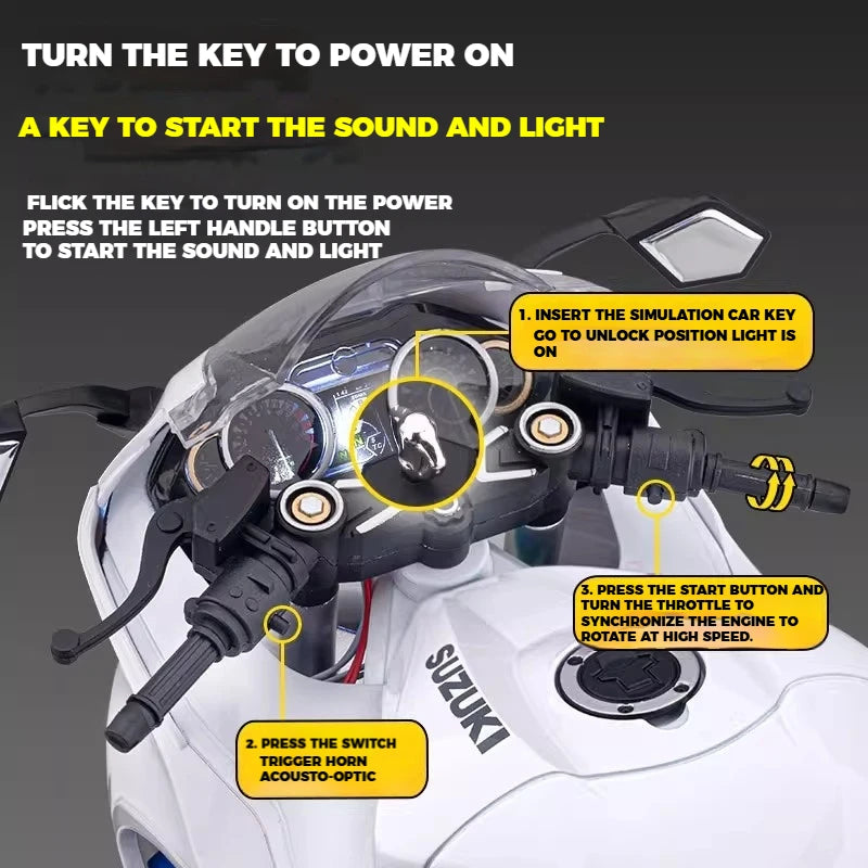 Spray 1:6 SUZUKI HAYABUSA GSX-1300R Alloy Metal Diecast Motorcycle Model High Simulation Ornaments Decoration Birthday Gifts Boy