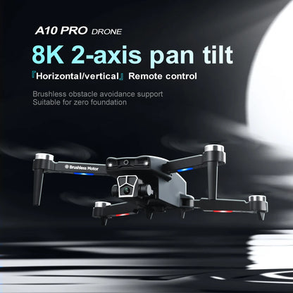 KBDFA  A10 Pro Drone Profesional Dual HD Camera Aerial Photography FPV Helicopters Obstacle Avoidance Foldable RC Quadcopter Toy