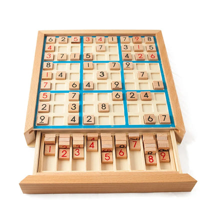 Wooden Sudoku Board Game With Drawer Logical Thinking Puzzles Brain Teaser For Adults And Kids Educational Toys