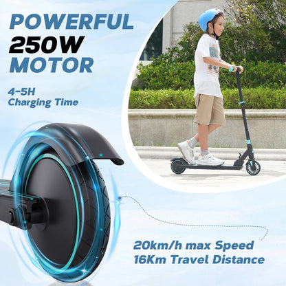 RCB Electric Scooter for Children Aged 8-12-16 Years, Only 7.55KG Foldable Electric Scooters, Two Types of Braking, Max 16 Km