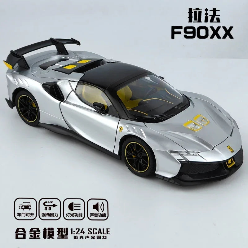 1:24 Ferrari SF90XX Sport Car High Simulation Diecast Metal Alloy Model Car Sound Light Pull Back Collection Kids Toy Gifts