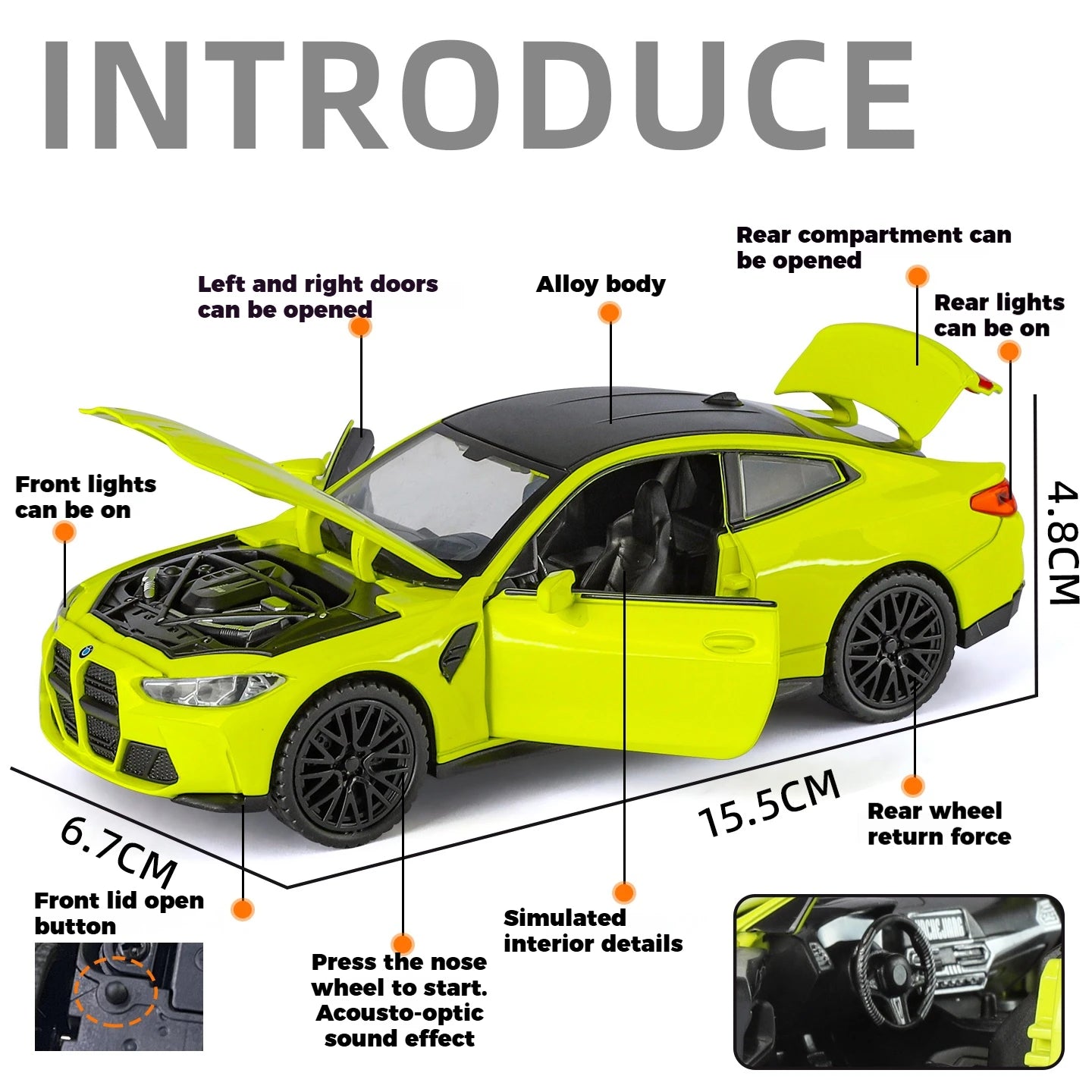 1:32 BMW M4 Coupe Sports Car Alloy Metal Diecast Model Car Home Trendy Toys Ornaments For Children Holiday Gifts With Friend Boy