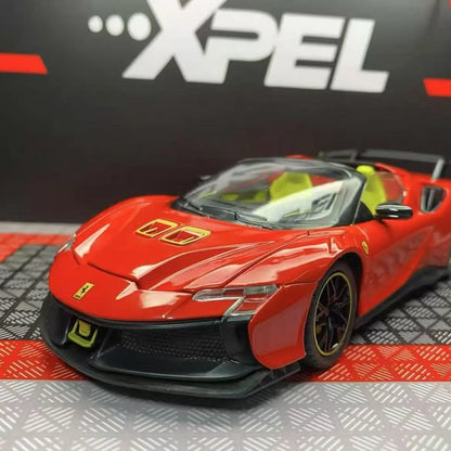 1:24 Ferrari SF90XX Sport Car High Simulation Diecast Metal Alloy Model Car Sound Light Pull Back Collection Kids Toy Gifts