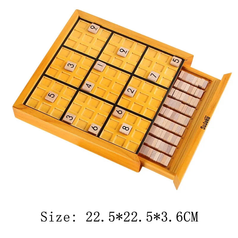 Wooden Sudoku Board Game With Drawer Logical Thinking Puzzles Brain Teaser For Adults And Kids Educational Toys