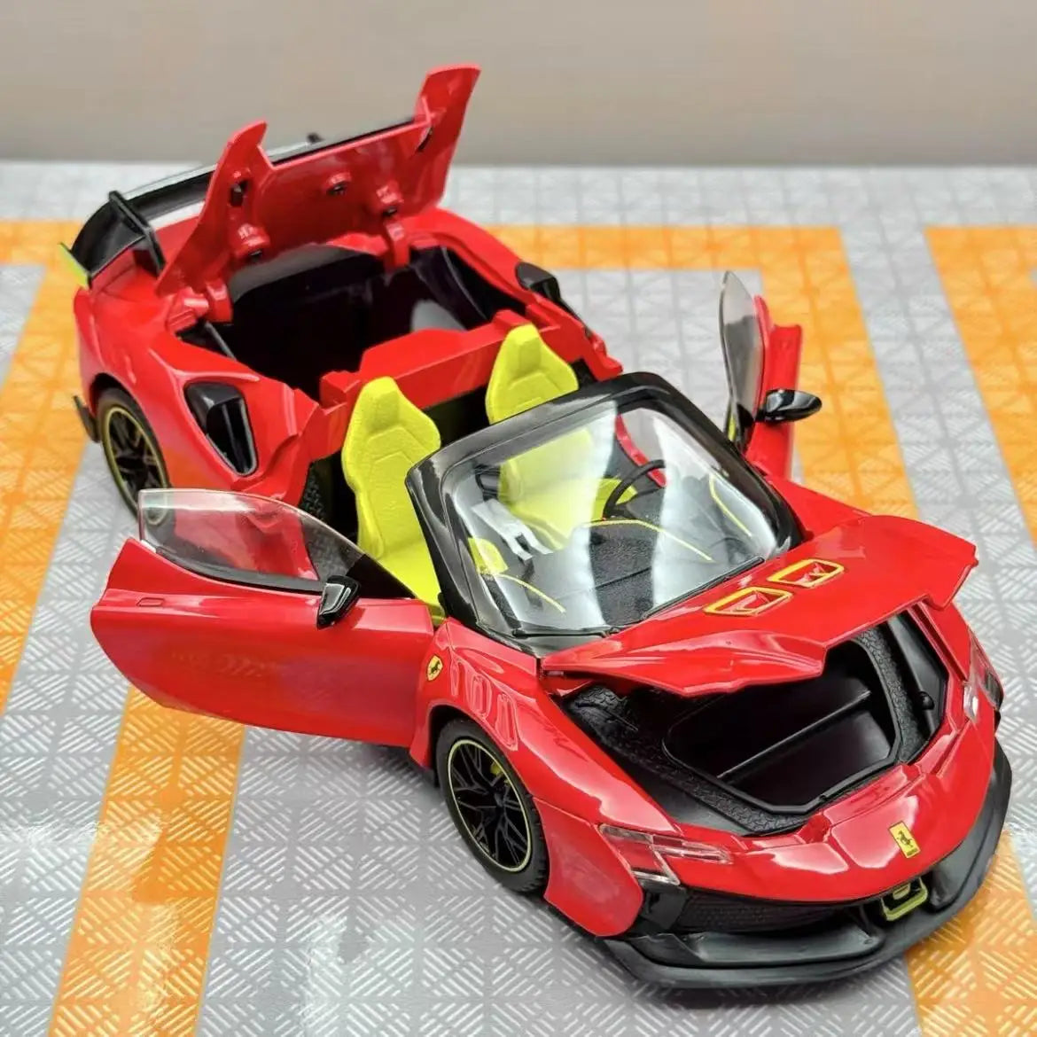 1:24 Ferrari SF90XX Sport Car High Simulation Diecast Metal Alloy Model Car Sound Light Pull Back Collection Kids Toy Gifts