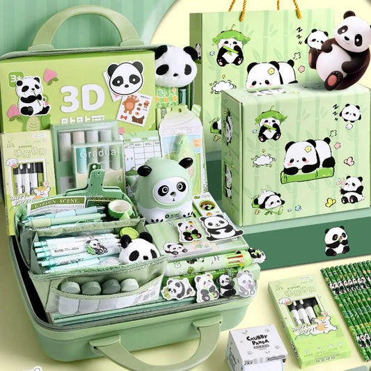 Kawaii Panda Stationery Set Student Pencil Case Stickers Pencil Stationery Gift Learning Supplies Full Gift Box