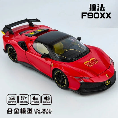 1:24 Ferrari SF90XX Sport Car High Simulation Diecast Metal Alloy Model Car Sound Light Pull Back Collection Kids Toy Gifts