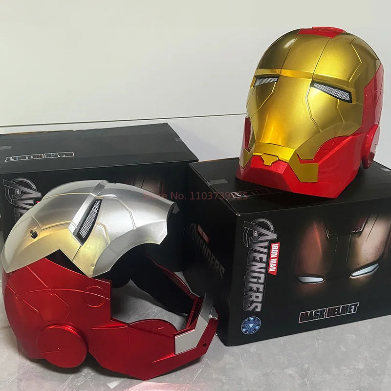 Iron Man Helmet Mk5 Electric Voice Control Helmet 1/1 Cosplay Led Eyes Metal Mask Model Toy For Children Adults Gifts Christmas