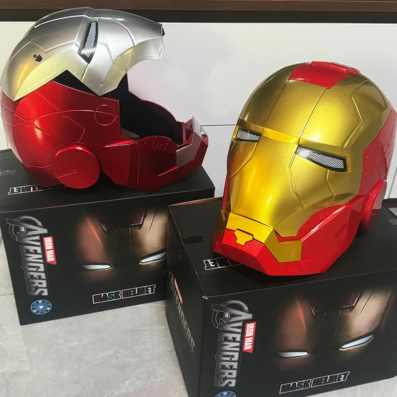 Iron Man Helmet Mk5 Electric Voice Control Helmet 1/1 Cosplay Led Eyes Metal Mask Model Toy For Children Adults Gifts Christmas