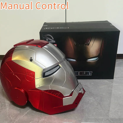 Iron Man Helmet Mk5 Electric Voice Control Helmet 1/1 Cosplay Led Eyes Metal Mask Model Toy For Children Adults Gifts Christmas
