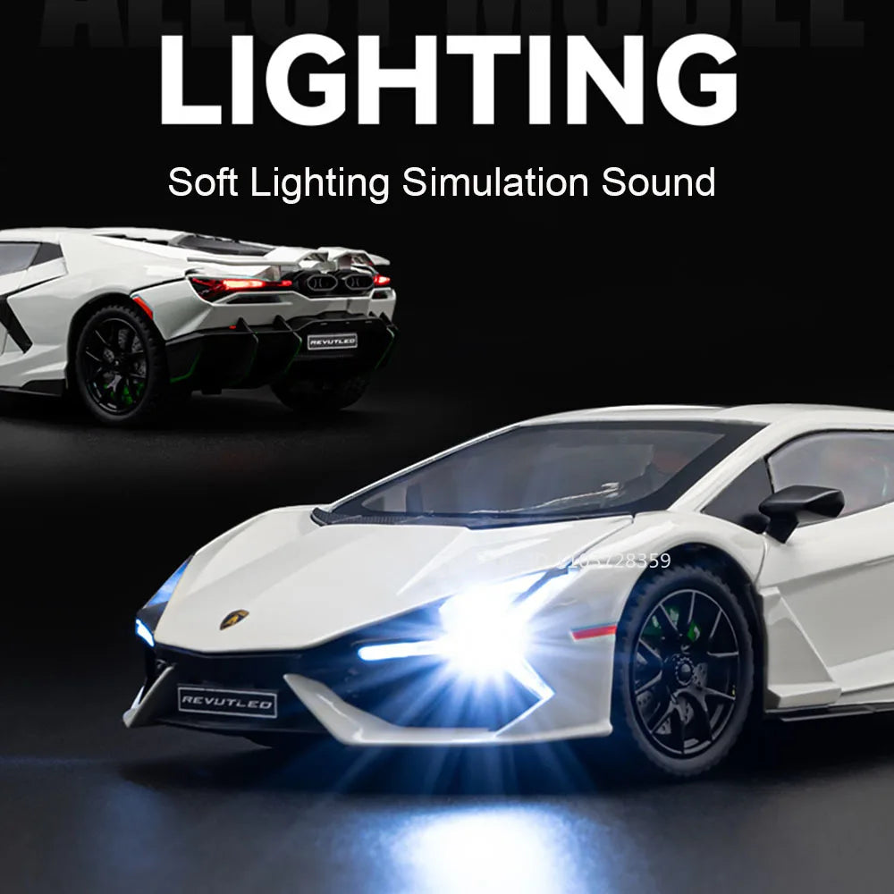 1:24 REVUELTO Miniature Sports Car Model Toys Alloy Diecast URUS SUV Sound Light Pull Back Doors Opened Toy Supercars Kids Gifts