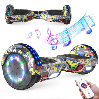 RCB Hoverboards for kids, 6.5 Inch Two-Wheel Self Balancing Electric Scooter with Bluetooth Speaker, LED Lights, Great Gift