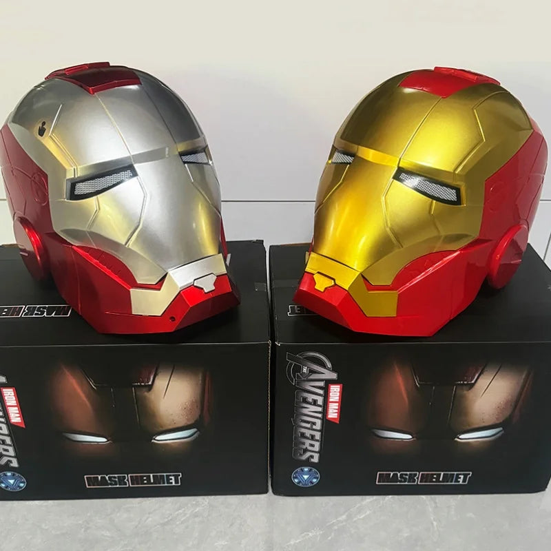 Iron Man Helmet Mk5 Electric Voice Control Helmet 1/1 Cosplay Led Eyes Metal Mask Model Toy For Children Adults Gifts Christmas
