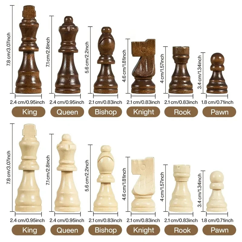 39.3cm/15.47inch magnetic wooden chess set with 2 additional queens, folding portable travel board, suitable for tournament