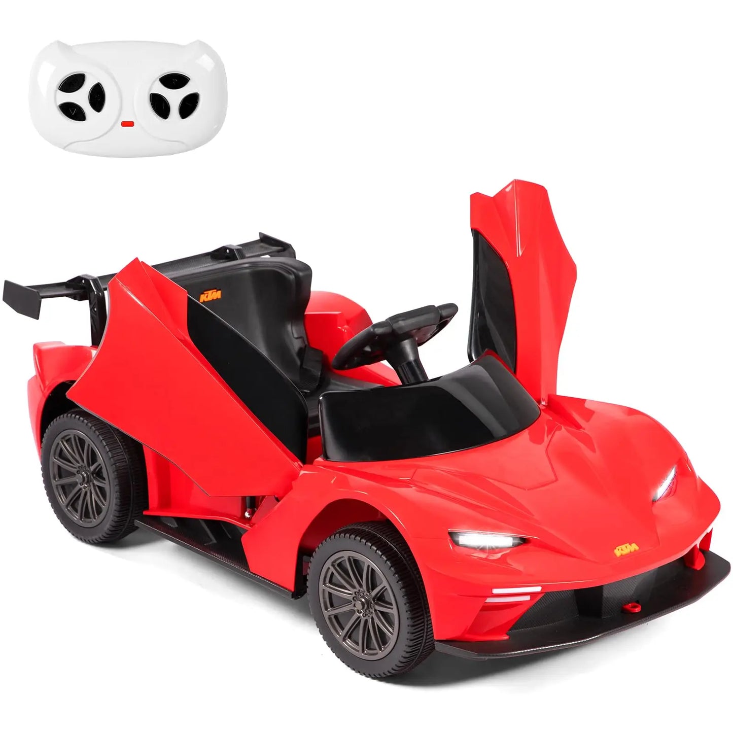 KTM Licensed Kids Electric Ride on Car Aged 3-6, 12V Battery Powered Electric Toy Car with Remote Control, Butterfly Doors