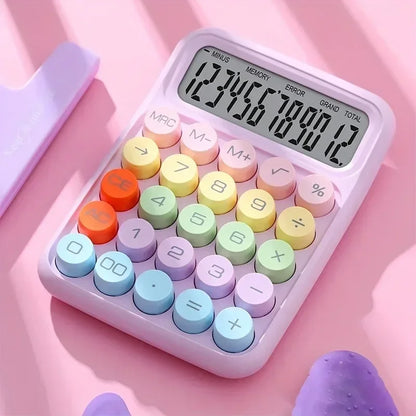 1pc Candy Color Calculator Electronic Calculator 12 Digit Large LCD Display Calculator Office School Supplies Stationery 계산기